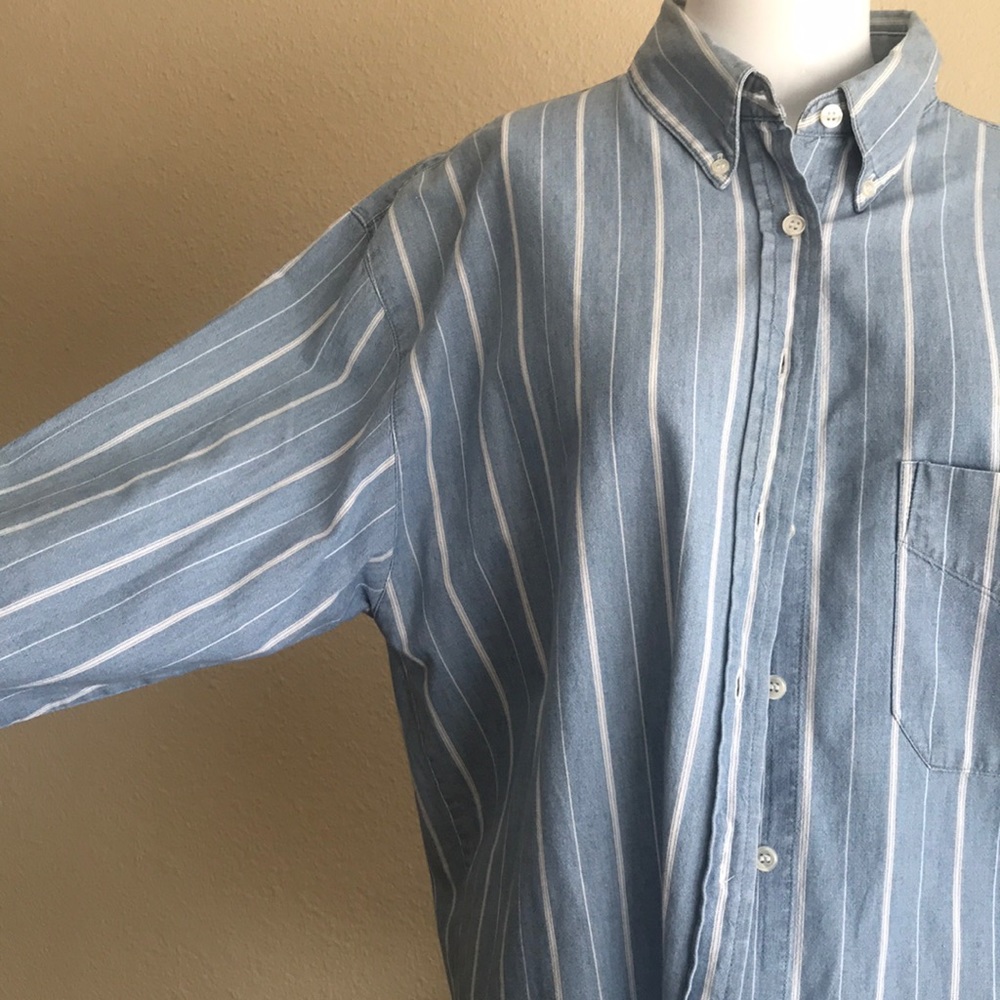 Long sleeve button up blue shirt